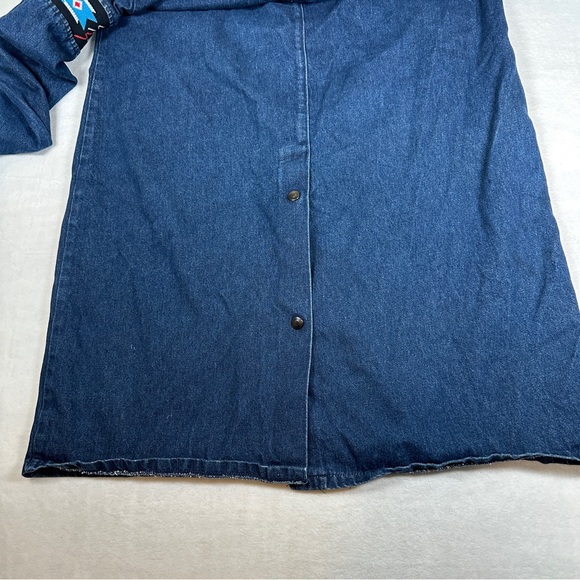 David James denim duster western 80s 90s vintage long jacket Jean dark wash - Picture 7 of 11
